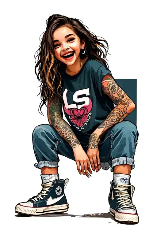 One Drooling Smiling Girl In Hightops And A T Shirt That Says Ls