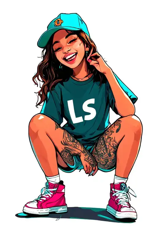 One Drooling Smiling Girl In Hightops And A T Shirt That Says Ls