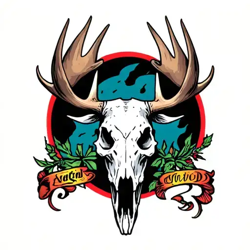 Evil Moose Skull Surrounded