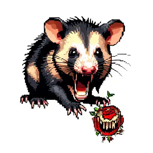 Possum Surrounded By Pixelated Screams