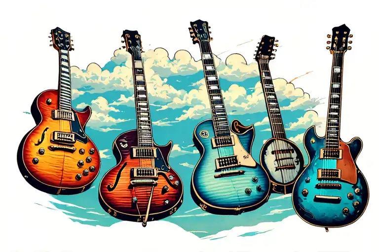 Guitars Wrapped Up With Guitar Strings In The Sky