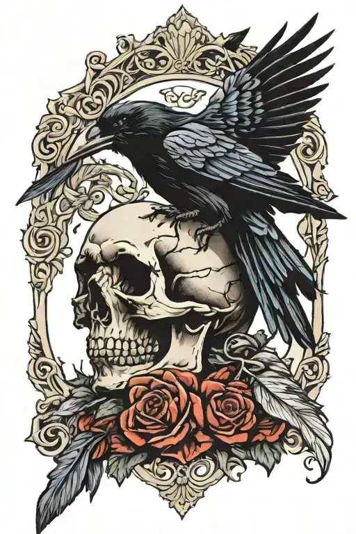 Raven On Skull