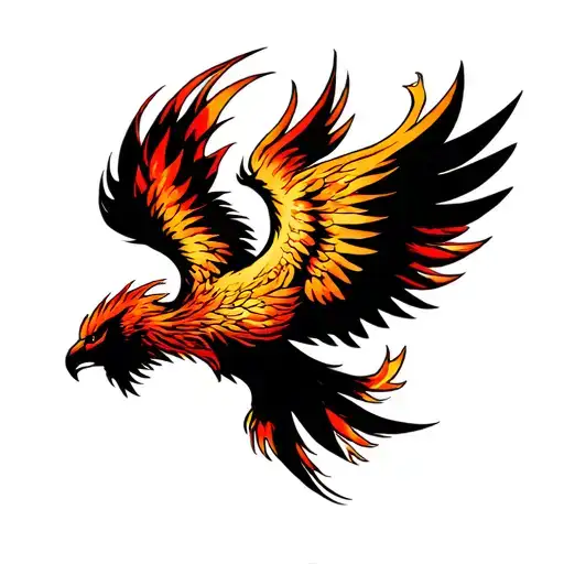 Phoenix Rising Into Chest Tattoo Design