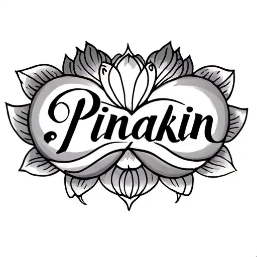 Tattoo For The Name Pinakin Written In Infinity With Small Lotus