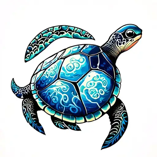 Waves A Turtle And A Wale