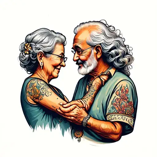 Grandpa And Grandma Holding Hands