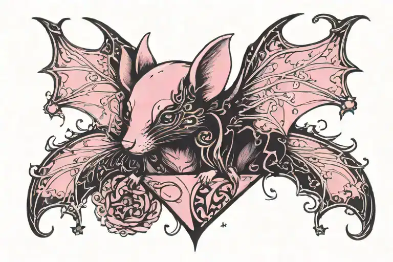 Mouse Bat Wyvern Pink And Black Ethereal Protector Heart Fairy Stars Magic