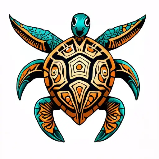 Polynesian Tattoo With Turtle