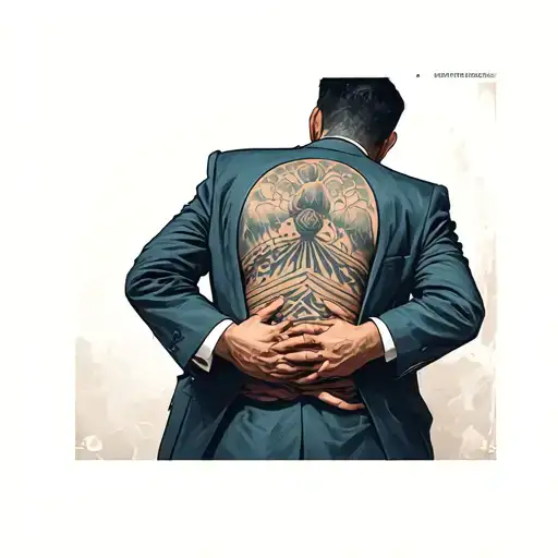 Faceless Man Wearing A Suit With Hands Tied Behind His Back