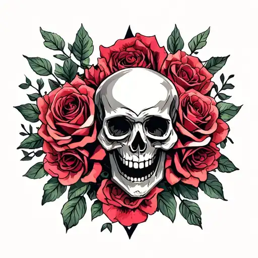 Roses And Skulls Surrounded