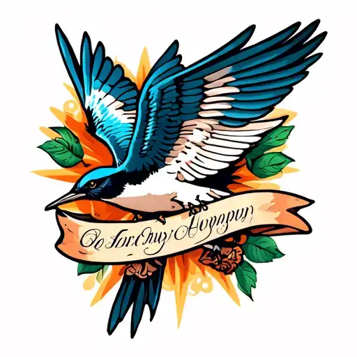 Old School Swallow With Banner