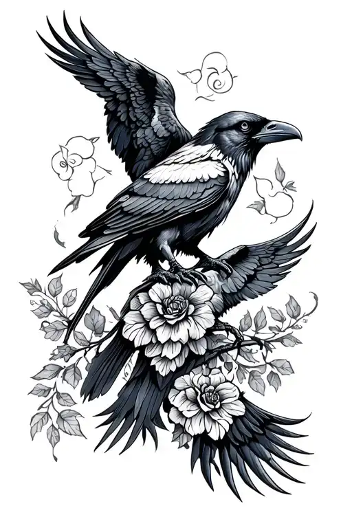 Two Headed Raven Perched