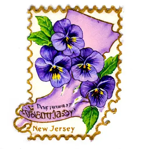 New Jersey Postage Stamp Tattoo With Violets