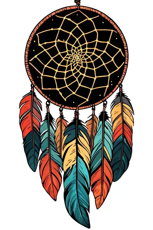 Dream Catcher With Feathers Dangling And On Each Feather There Is Writing