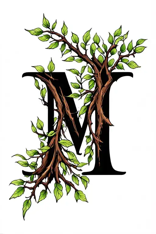 Willow Tree Branches Shaped In An M Letter
