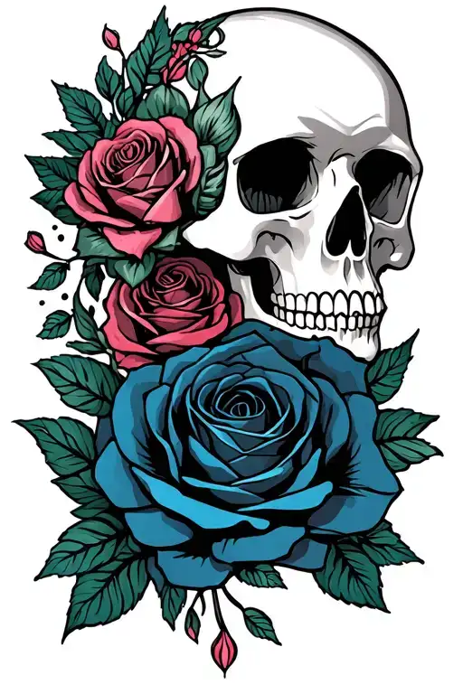Female Skull And Roses