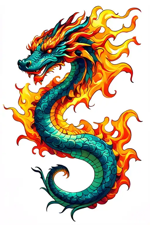 Sea Serpent Dragon Wrapped Fire