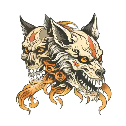 Skull And Wolves
