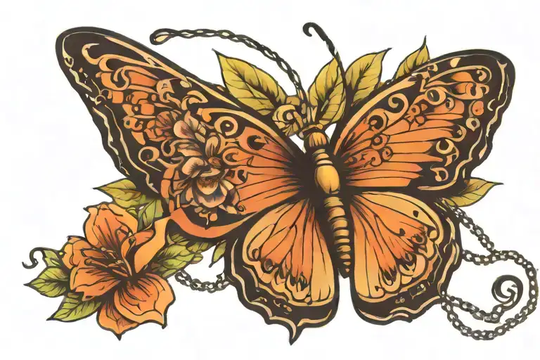 Collar And Leash Below A Butterfly With Sophie In The Middle