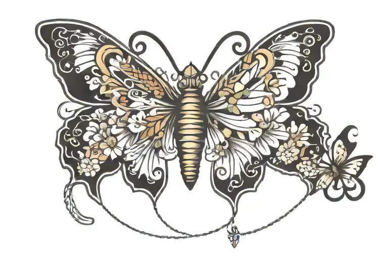 Collar And Leash Under A Butterfly With Sophie In The Middle