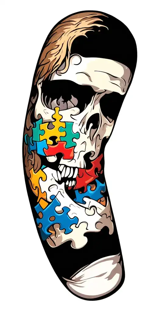 Autism Puzzle Sleeve Tattoo Design