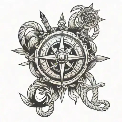 Nautical With Rope And Compass
