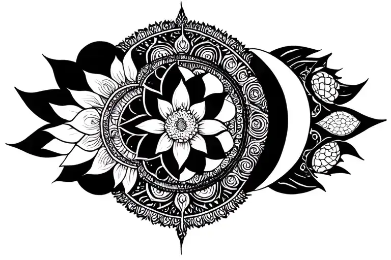 Lotus Mandala Sun And Moon Phases