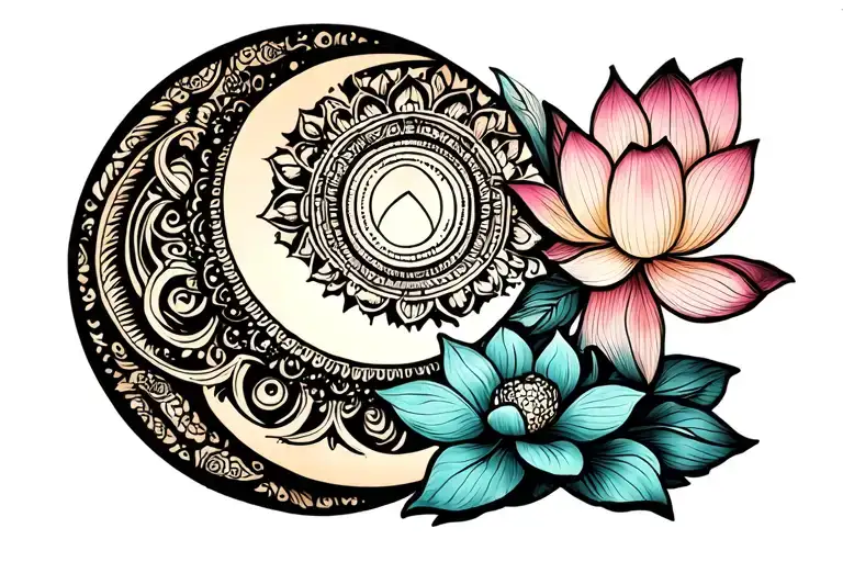 Lotus Mandala Sun And Moon