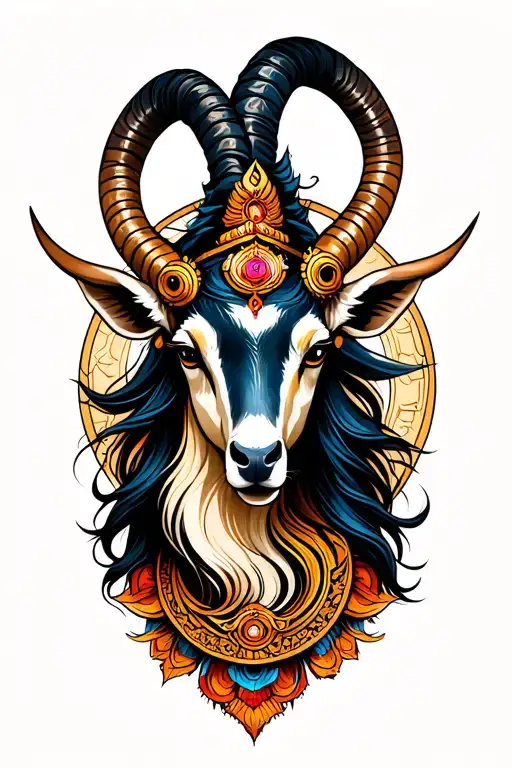 Capricorn Zodiac Sign Hindu Mythology Modern Art Style