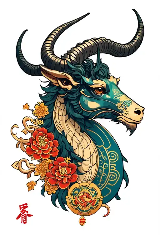 Capricorn Zodiac Sign And Chinese Temple Gate