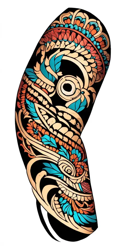 Tribal Whole Arm Tattoo Of Bulgarian Embroiderer