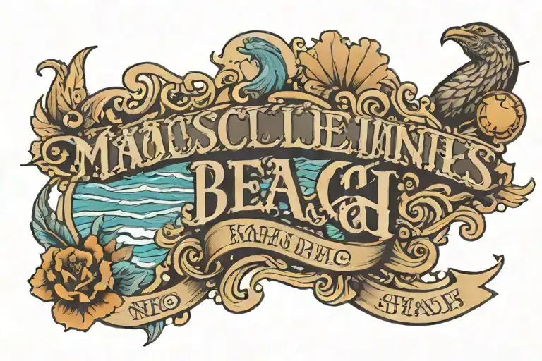 Masculine Beach With Name Written