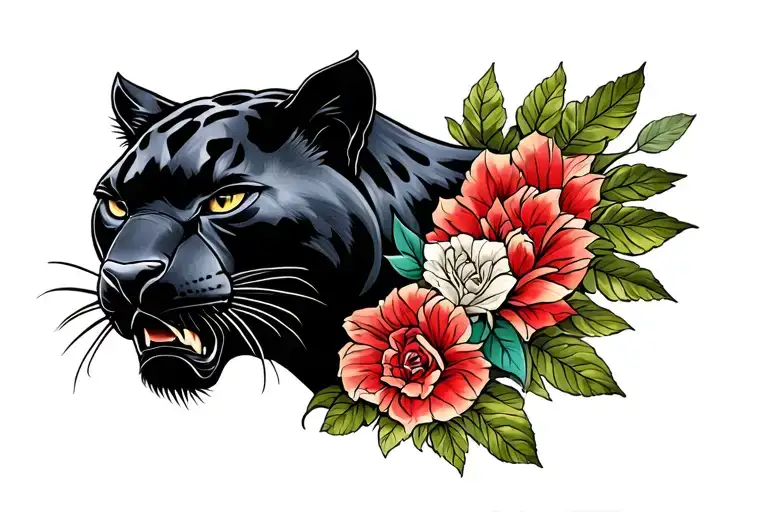 American Trad Tattoo Design Black Panther For Chest