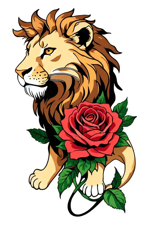 Lion And Rose Intertwined