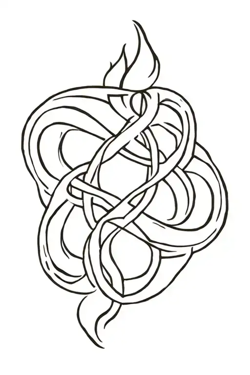 Intertwined Symbols Of Water And Fire In Celtic Style