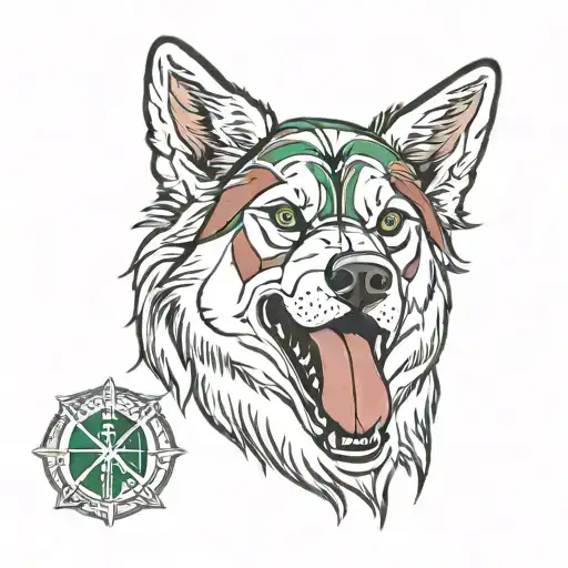 Husky Dog Lithuania Flag Intertwined