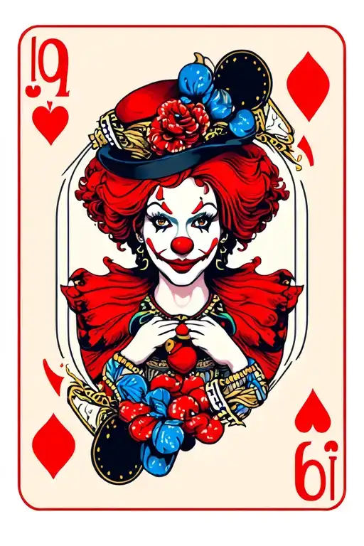 Poker Cards Clown Woman