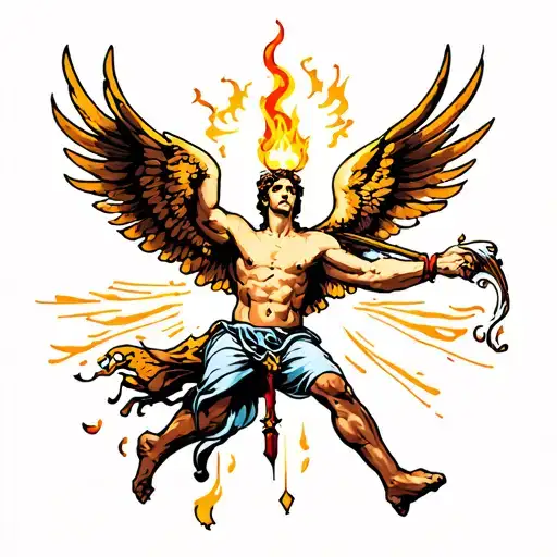 Torch Held By Icarus Falling