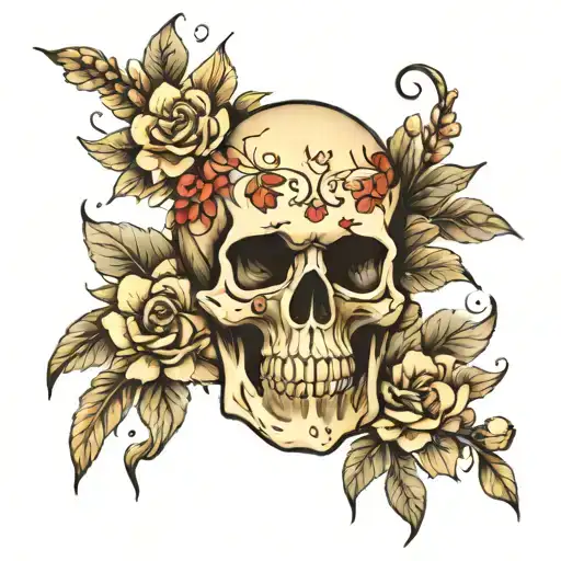 Skull With Flowers