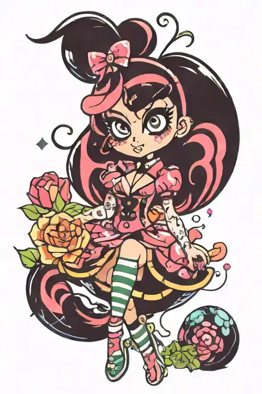 Blossom From Powerpuff Girls In A Slutty Outfit In A Psychedelic Style