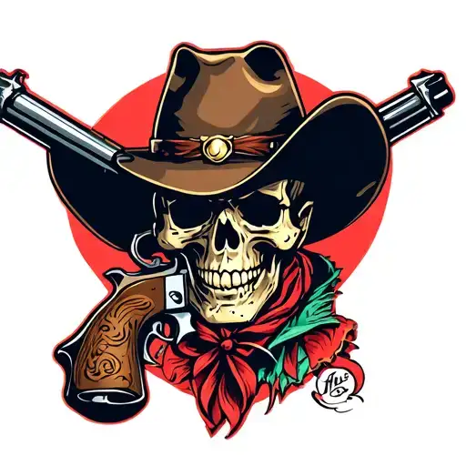 Skull Cowboy Shotgun Smiling