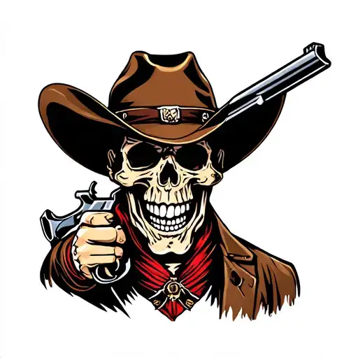 Skull Cowboy Shotgun Smiling