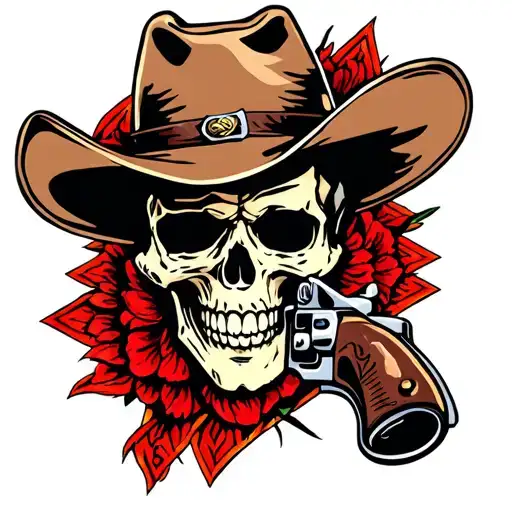 Skull Cowboy Shotgun Smiling