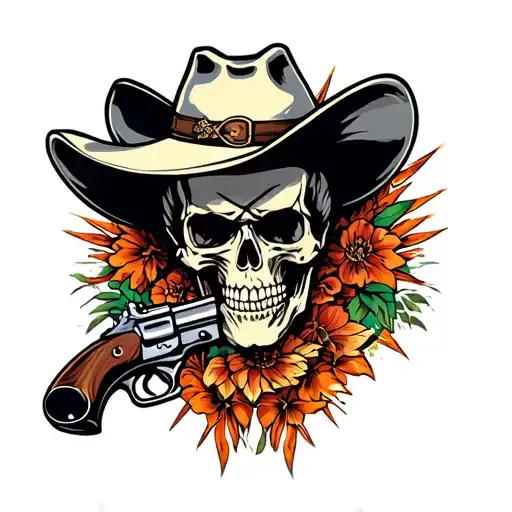 Skull Cowboy With Gun
