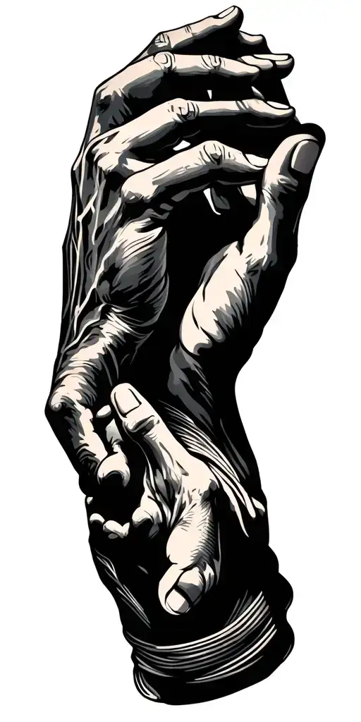 An Intricate Design Of Hands In Various Positions Symbolizing Different Jiu Jitsu Moves