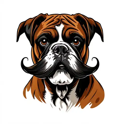 Old Boxer With Moustache Instead