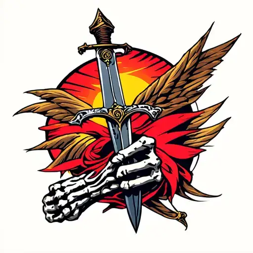 Dagger With Skeleton Hand Holding It