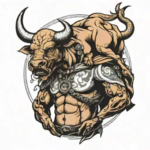 Bull Man Holding Earth On Shoulders