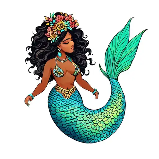 Mermaid Pinup African Goddess