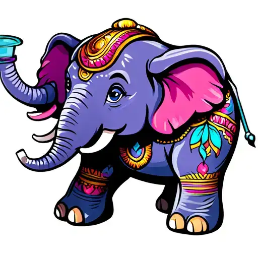 Cartoon Purple Elephant With Bong